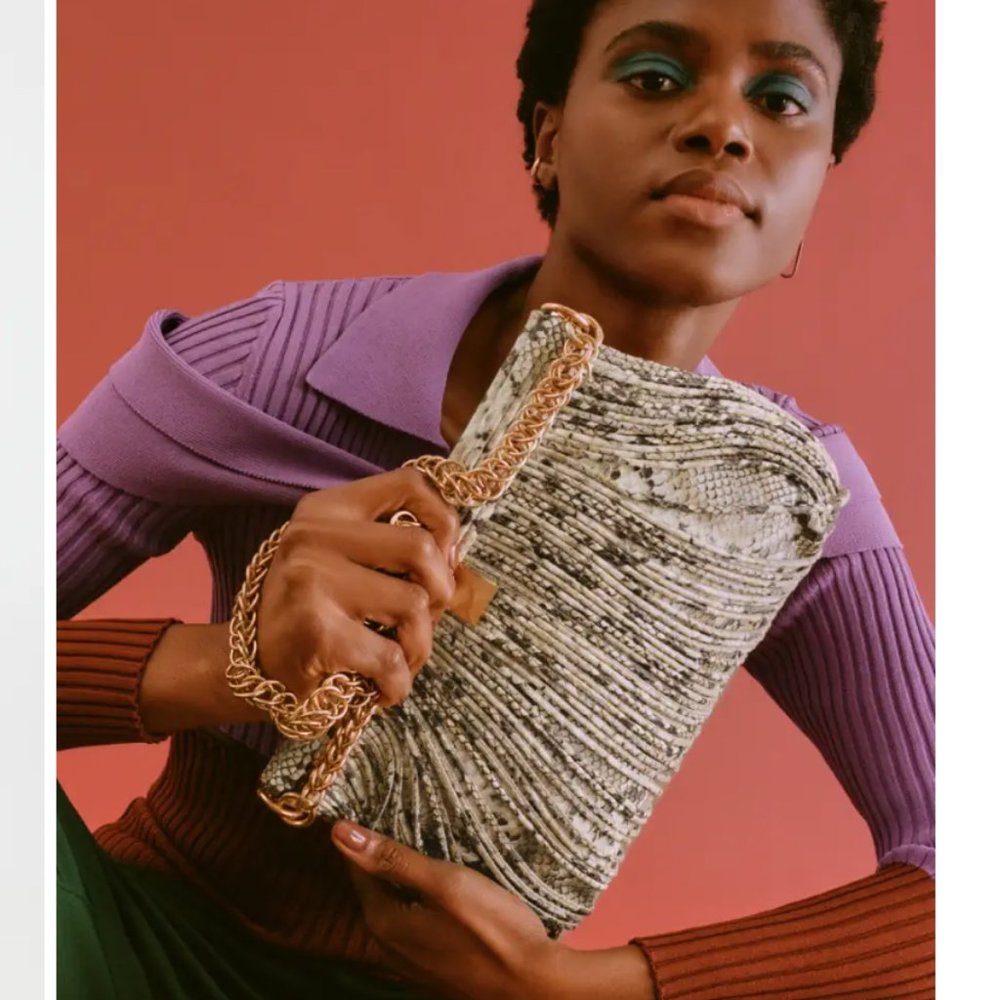 PROENZA SCHOULER Rolo Snake-embossed Clutch Bag In Honey Multi - Never worn!